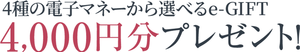 4種の電子マネーから選べるe-GIFTを4000円分