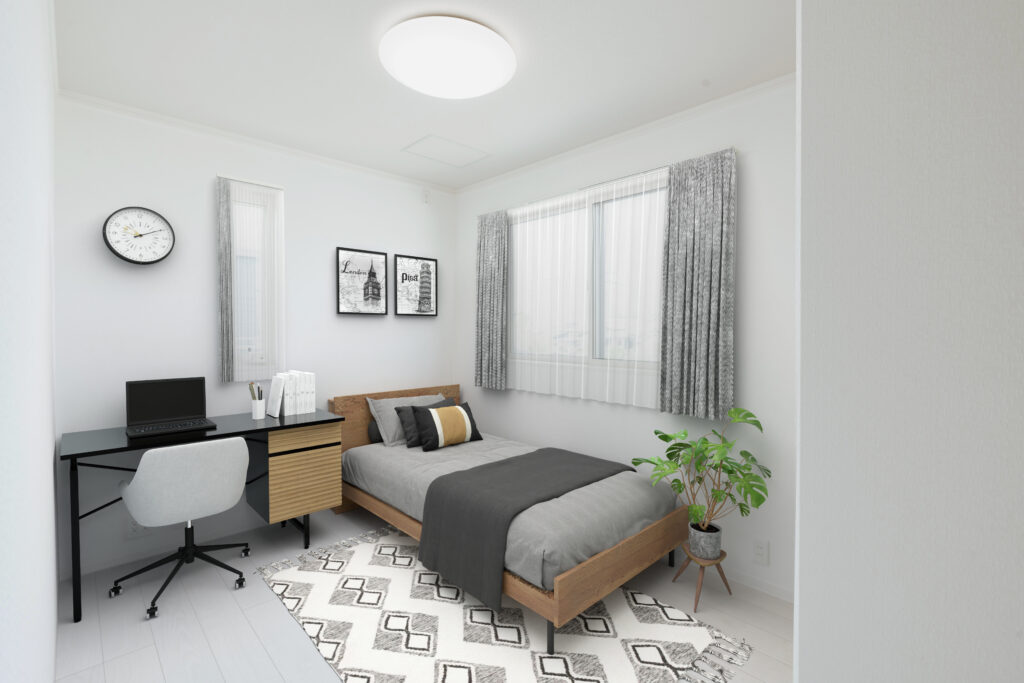 子供部屋は2面採光確保。※ＣＧ処理を施した画像となります