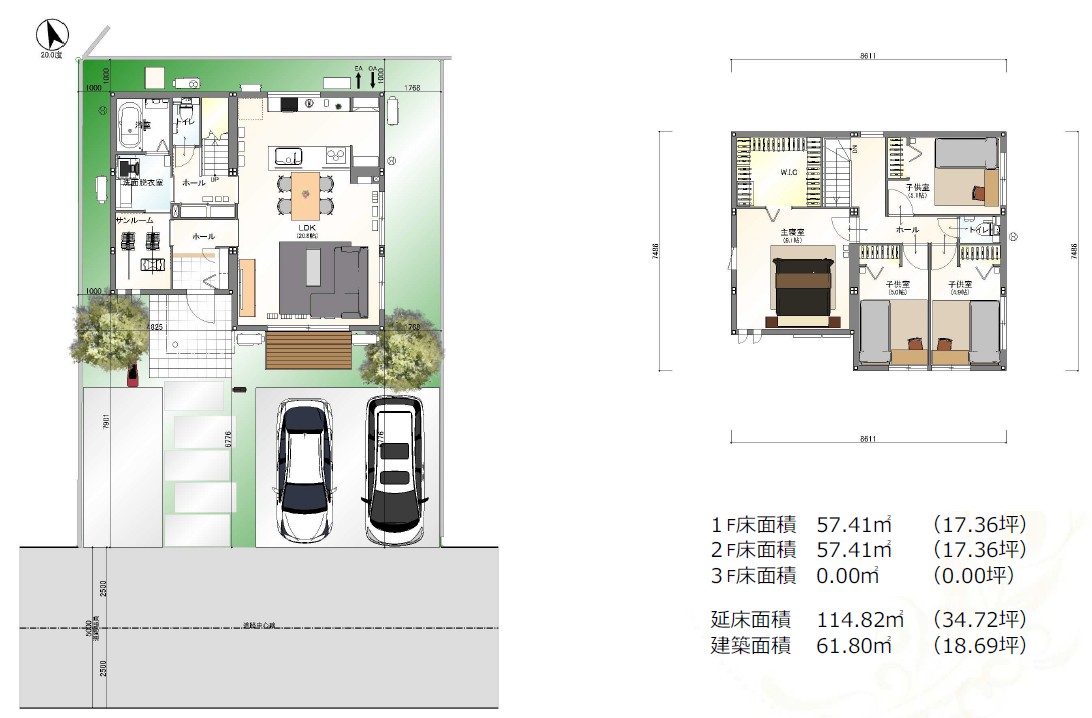 8号地＜建物プラン例・配置＞