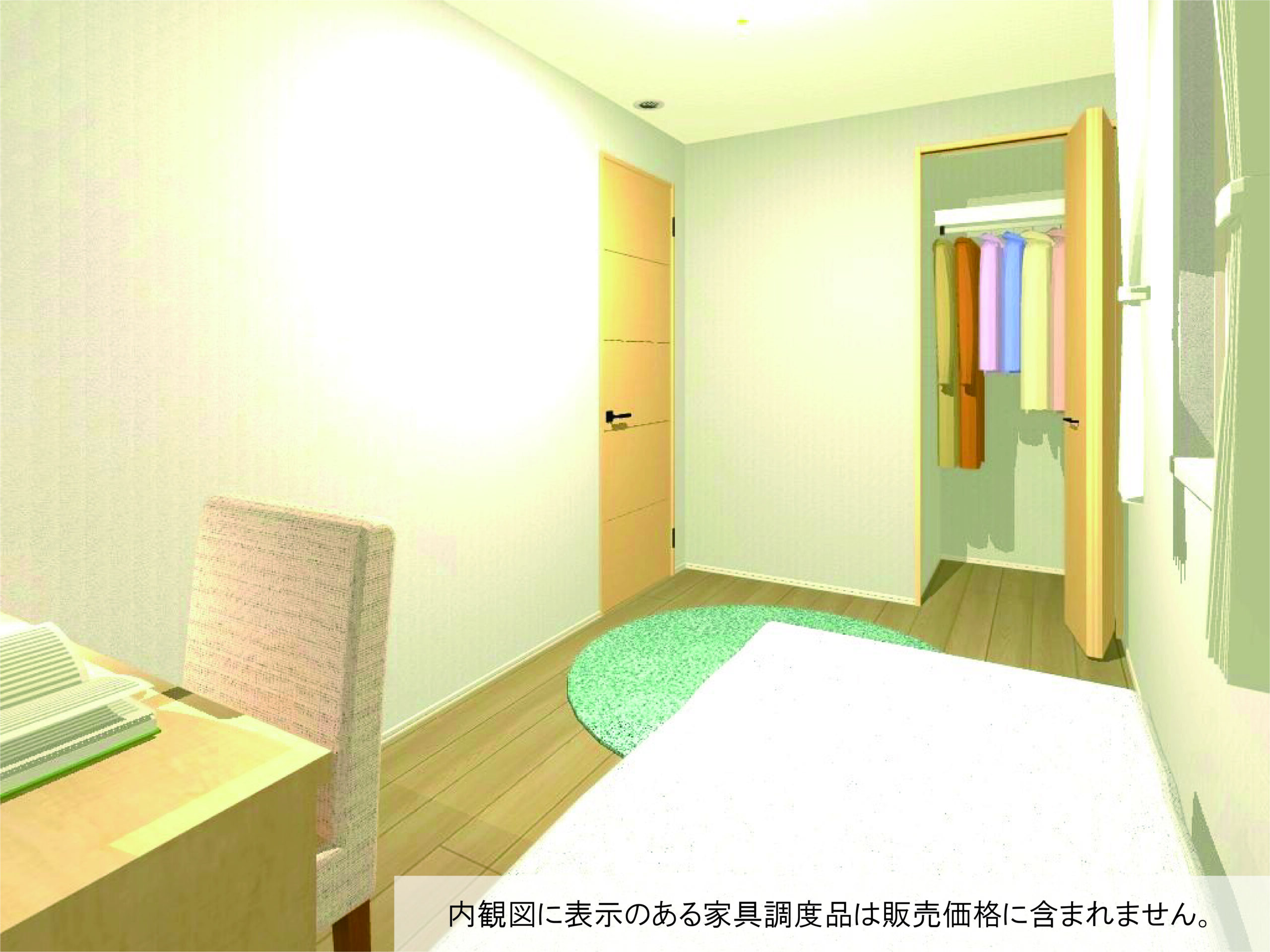 各居室収納付きです。（完成予想内観パース）