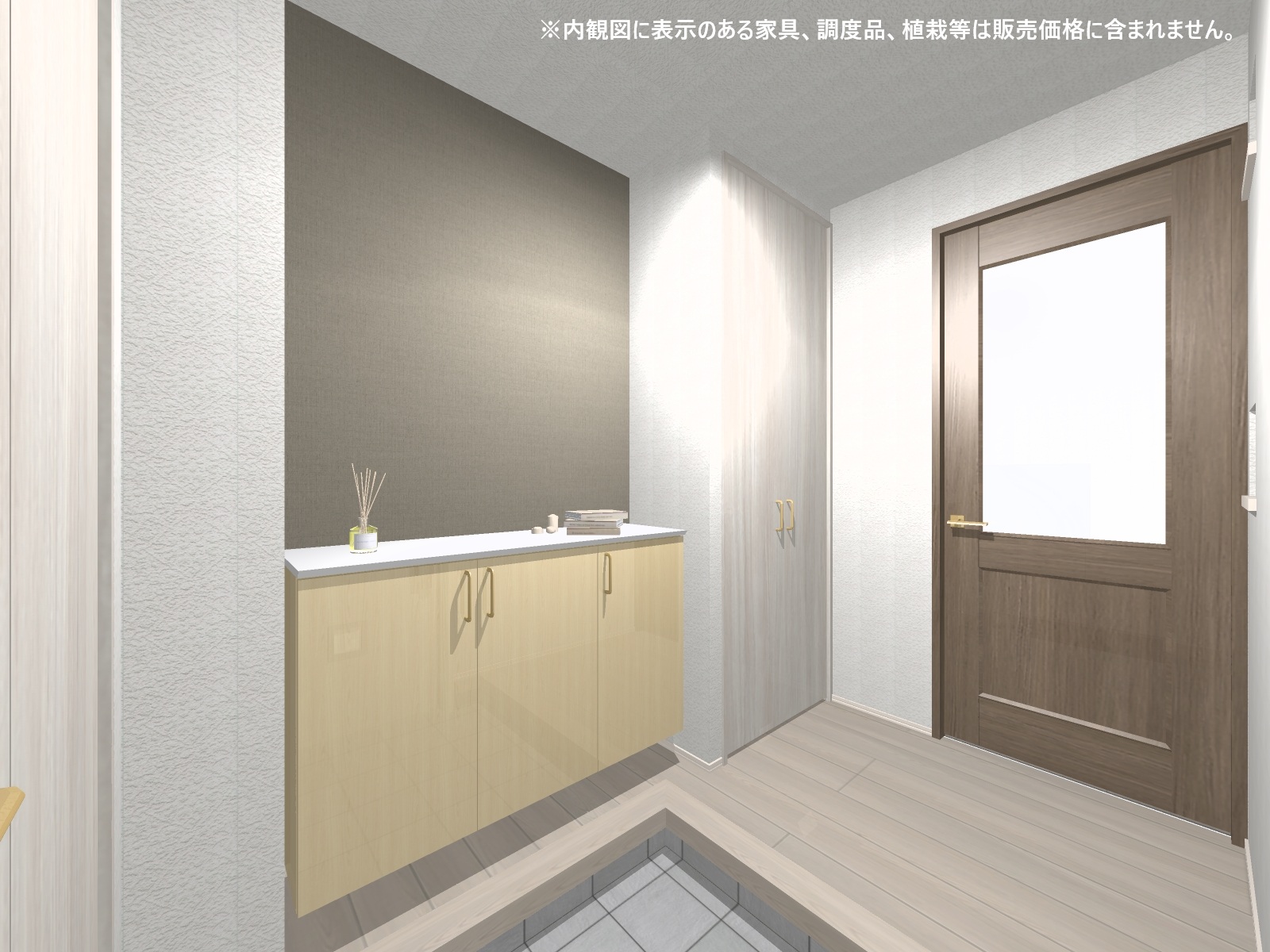 おしゃれな玄関です。（完成予想内観パース）