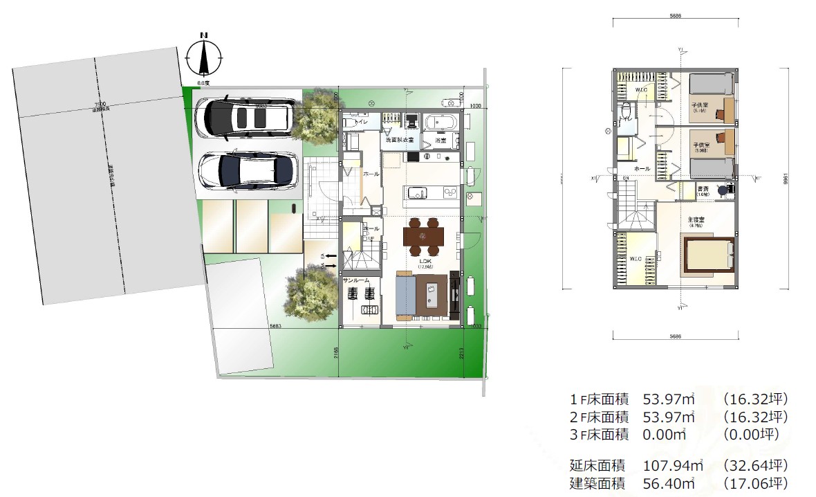 3号地＜建物プラン例・配置＞