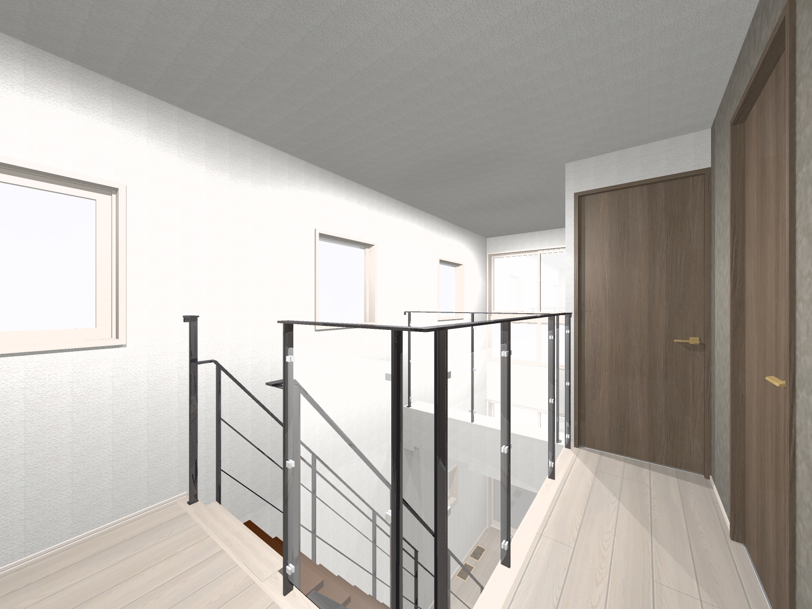 オープン階段が魅力的です。（完成予想内観パース）