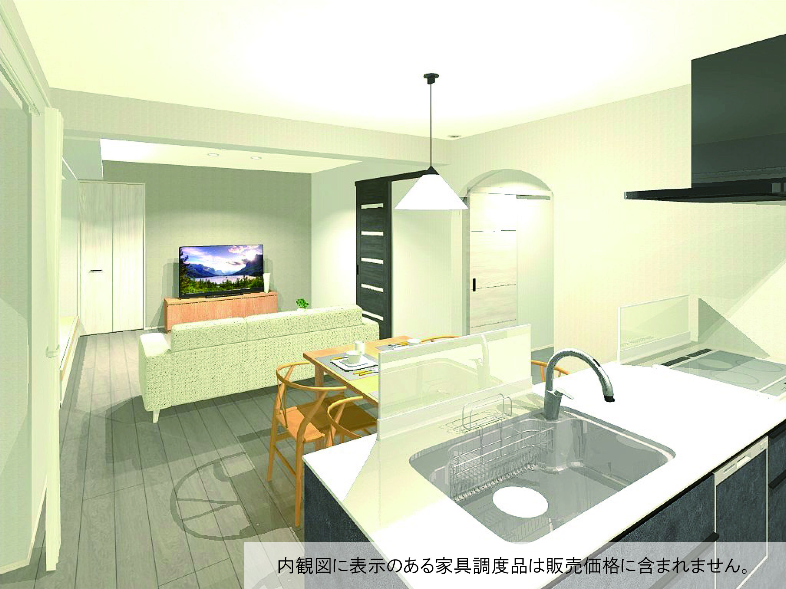 リビングが見渡せます！（完成予想内観パース）