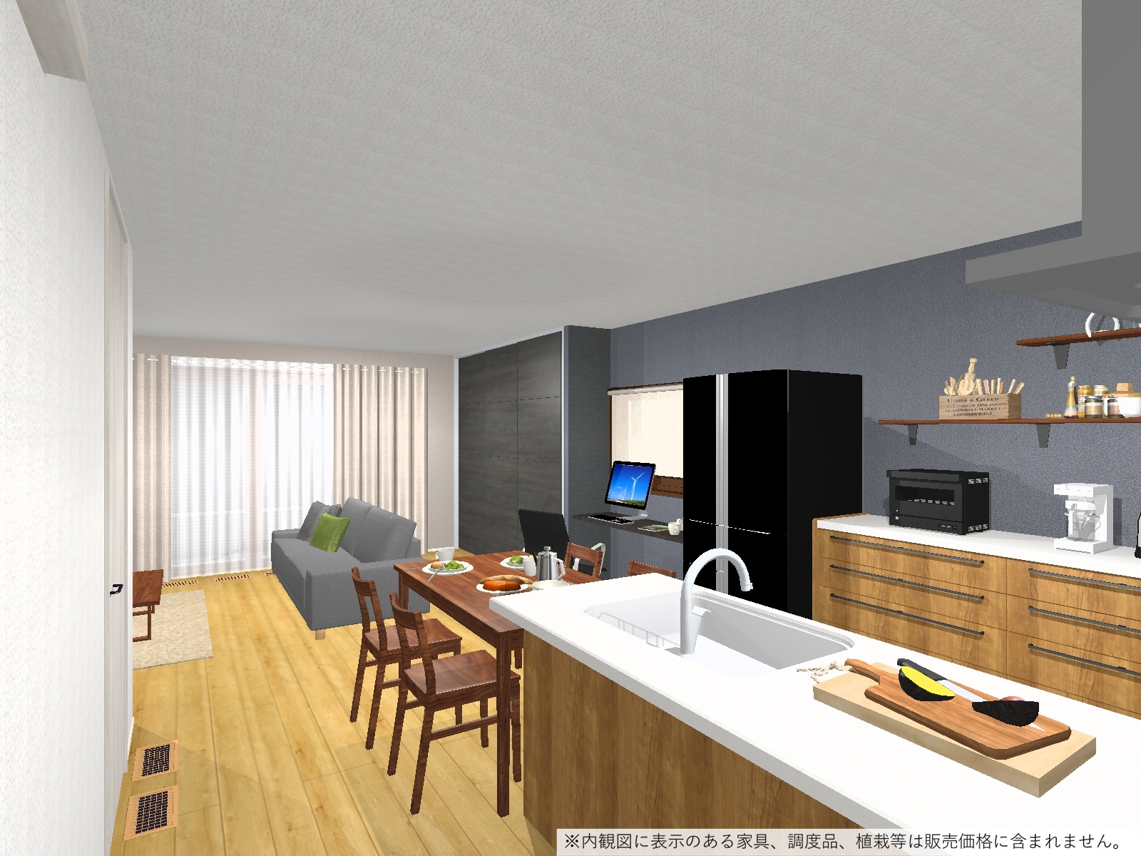 ダイニング横にカウンターを設けました！（完成予想内観パース）