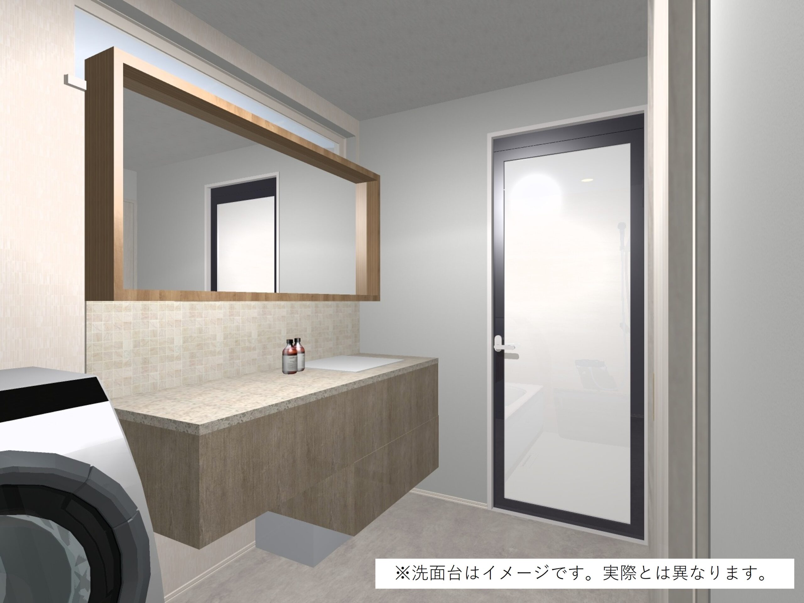 洗面脱衣室（完成予想内観パース）※洗面台は実際とは異なります