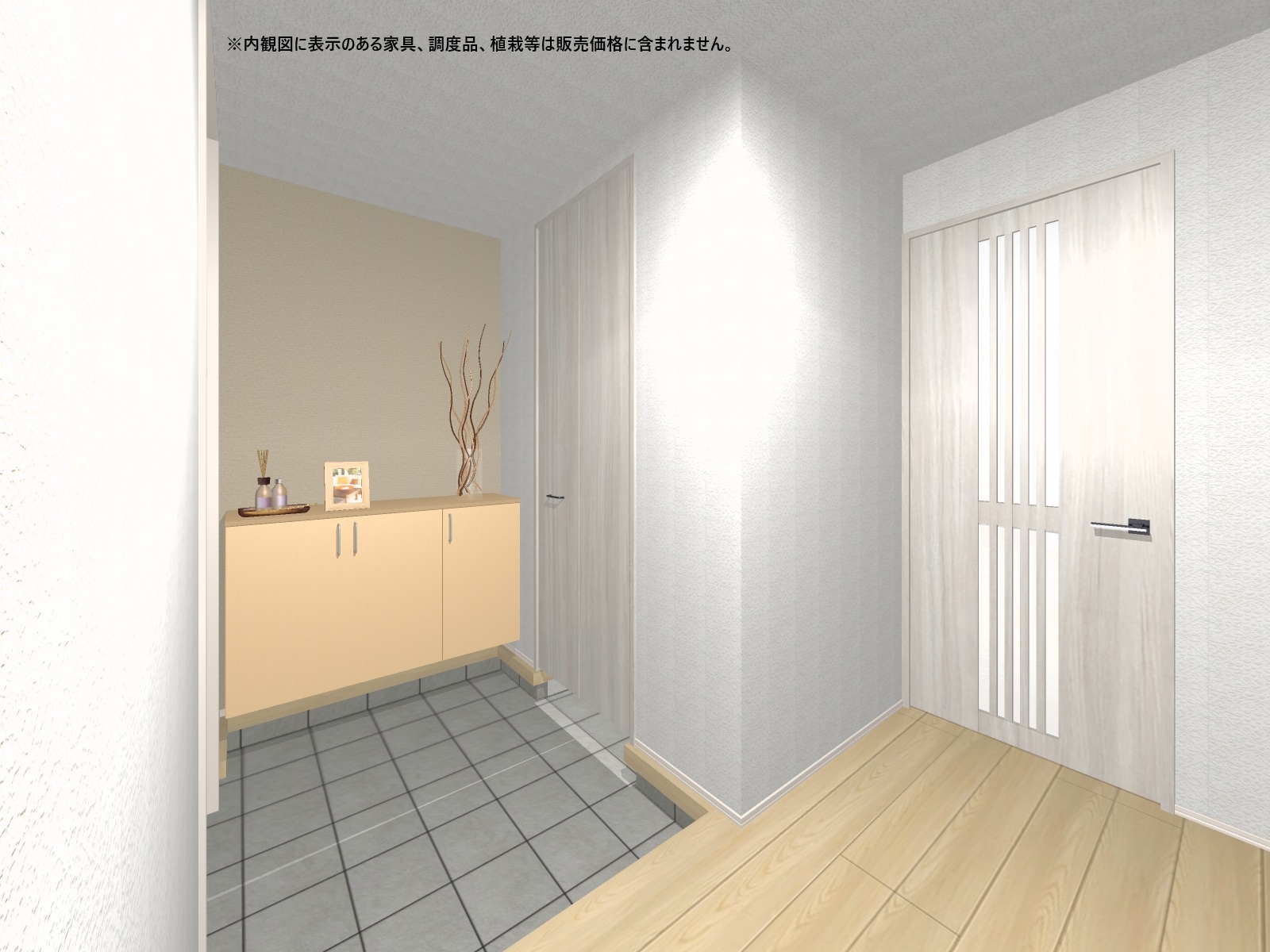 タタキ納戸完備！（完成予想パース図）