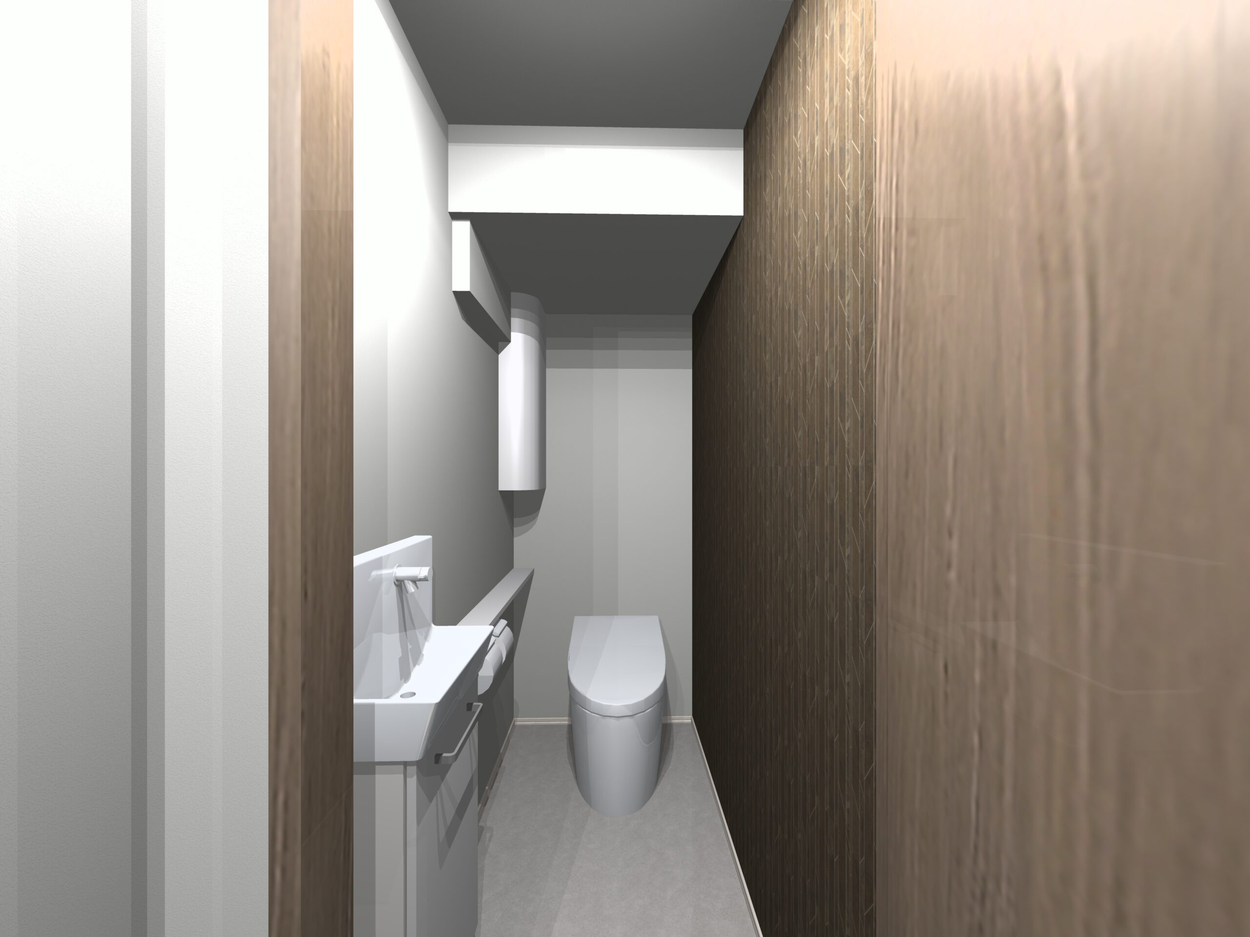 タンクレストイレを採用。（完成予想内観パース）