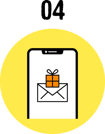 スマートフォンで特典を受け取るイラスト