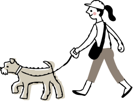 犬と散歩しているイラスト