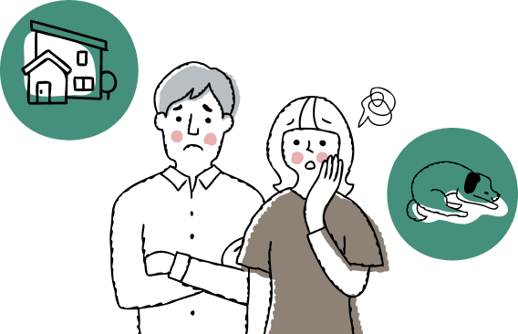 悩んでいる夫婦のイラスト